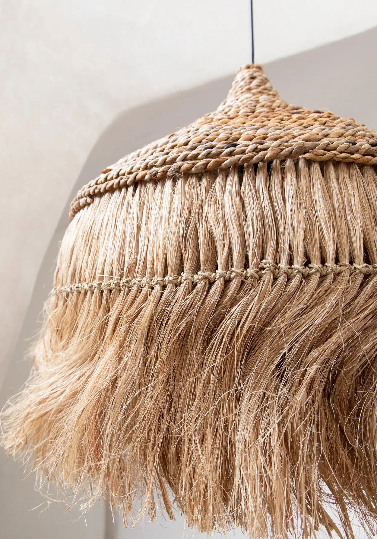 Bambua Abaca Hoola lampada a sospensione naturale L