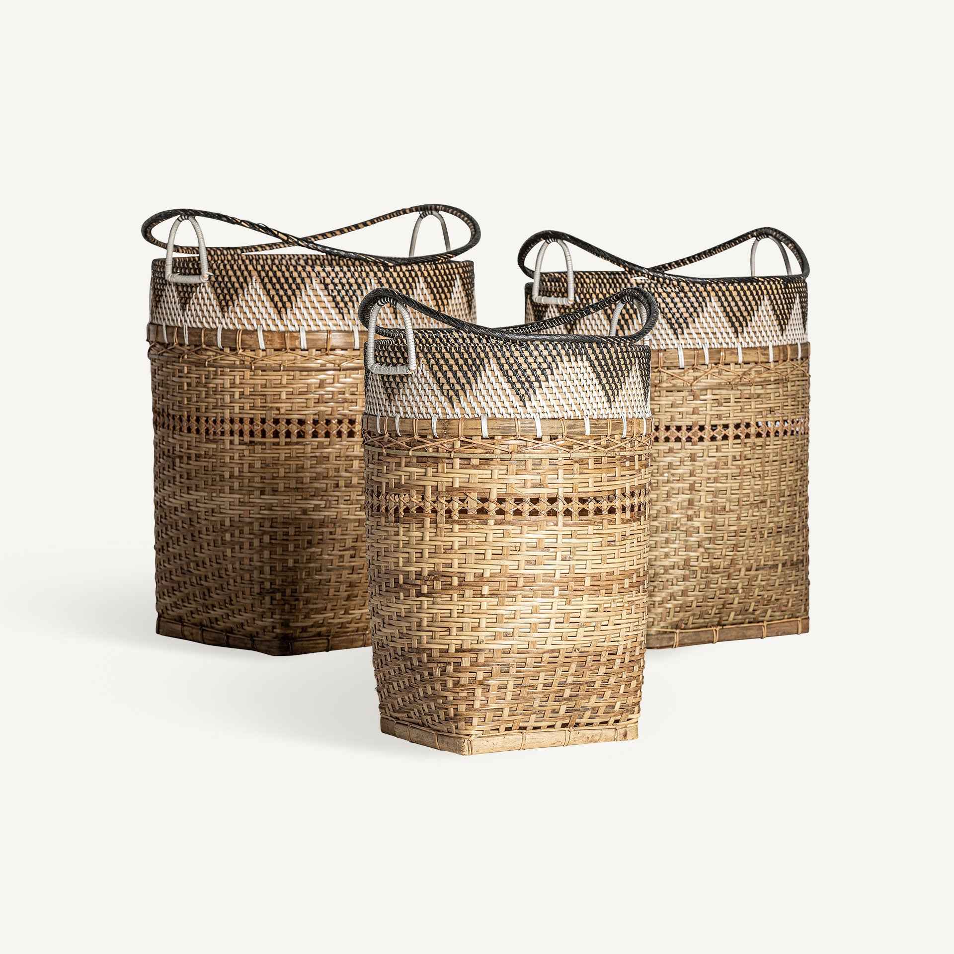 Bambua Zirba Set 3 cesti portabiancheria rattan