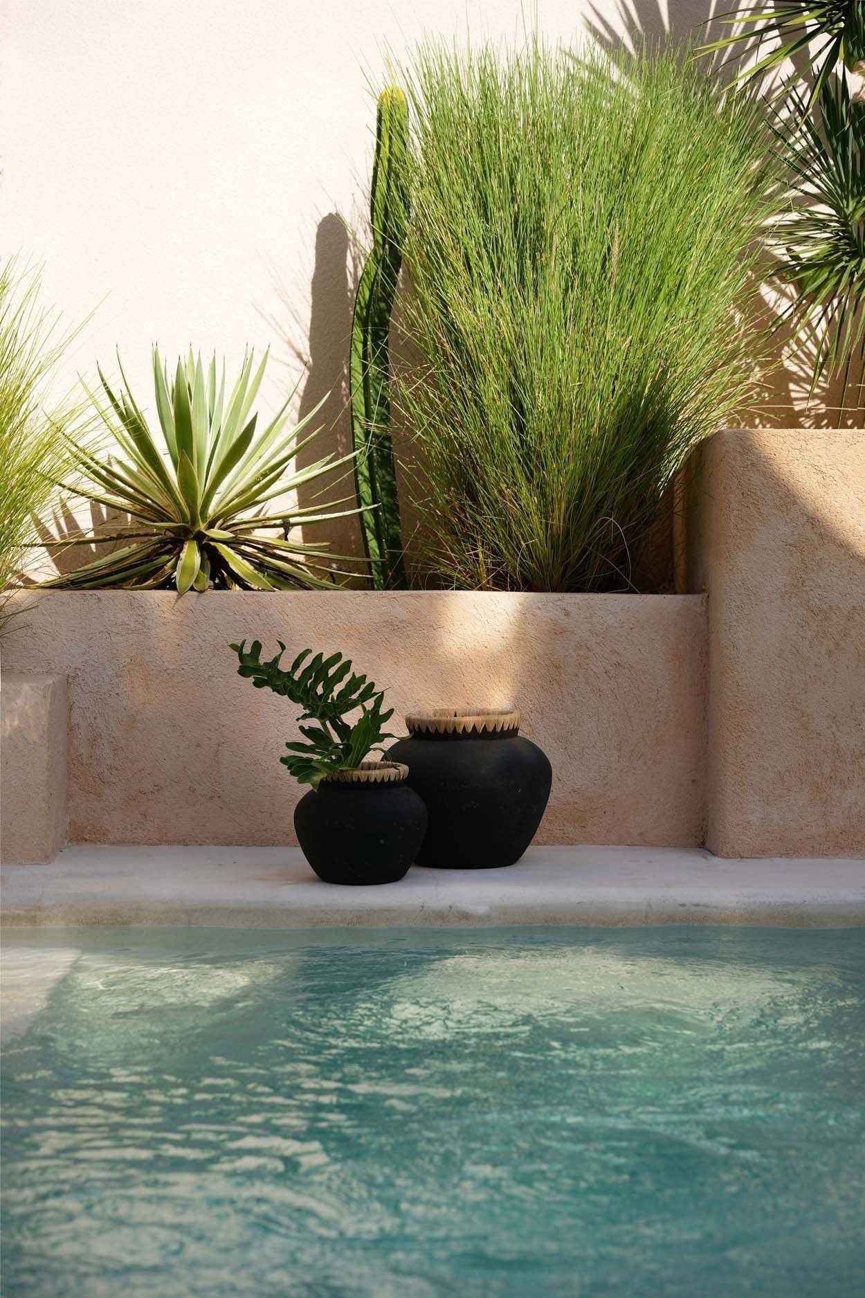 Bambua Styly vaso nero naturale L terracotta