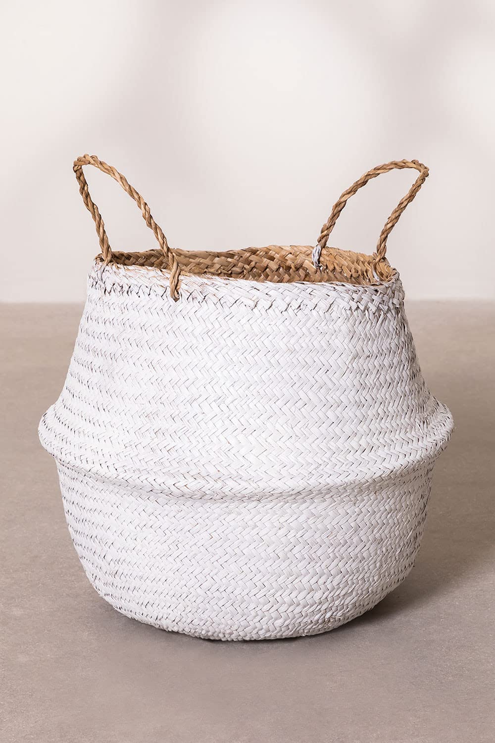 Sklum Kahs Taj Ø40x38 cm Cesta Bianco in Giunco