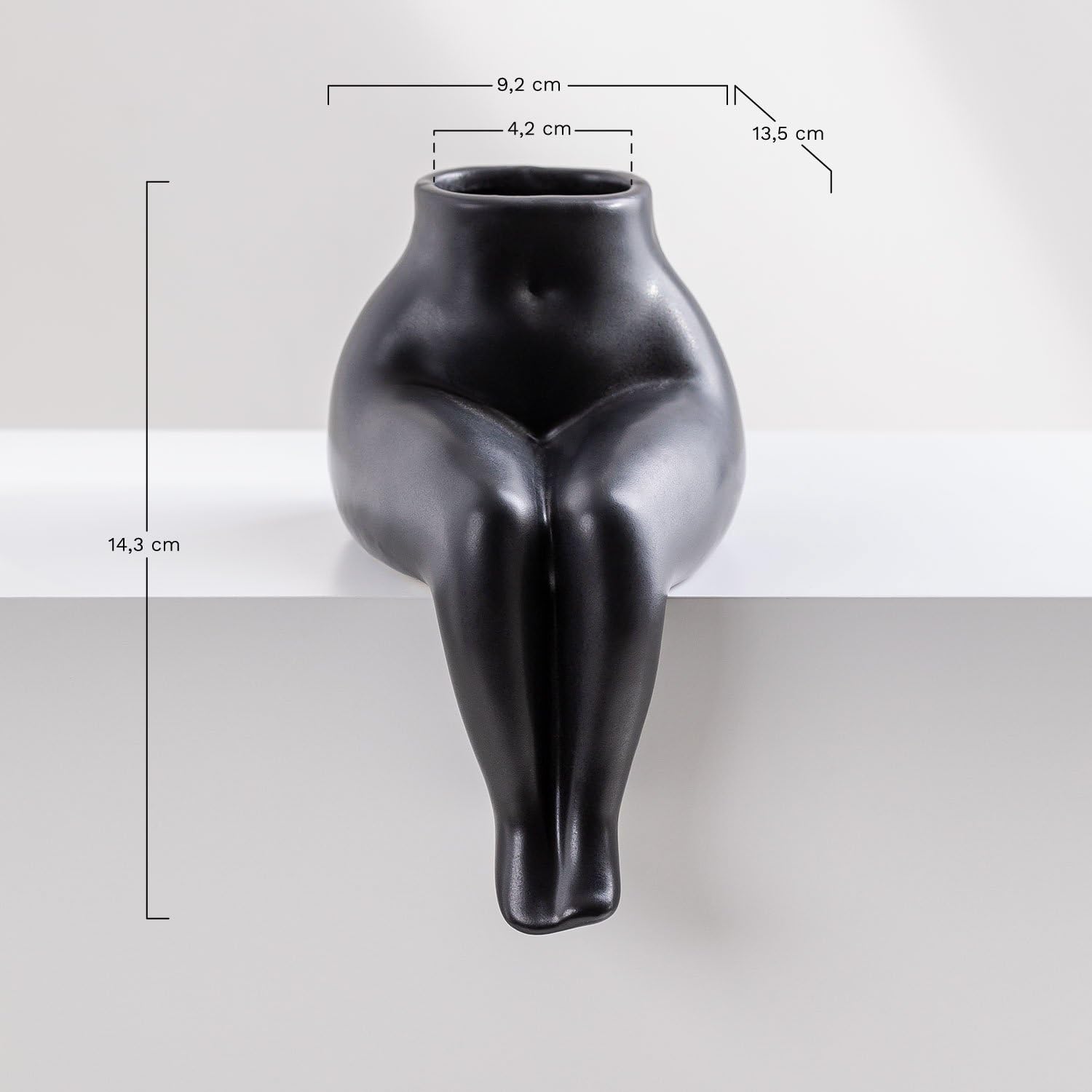Sklum Irenka Vaso in Ceramica Nero Decorativo