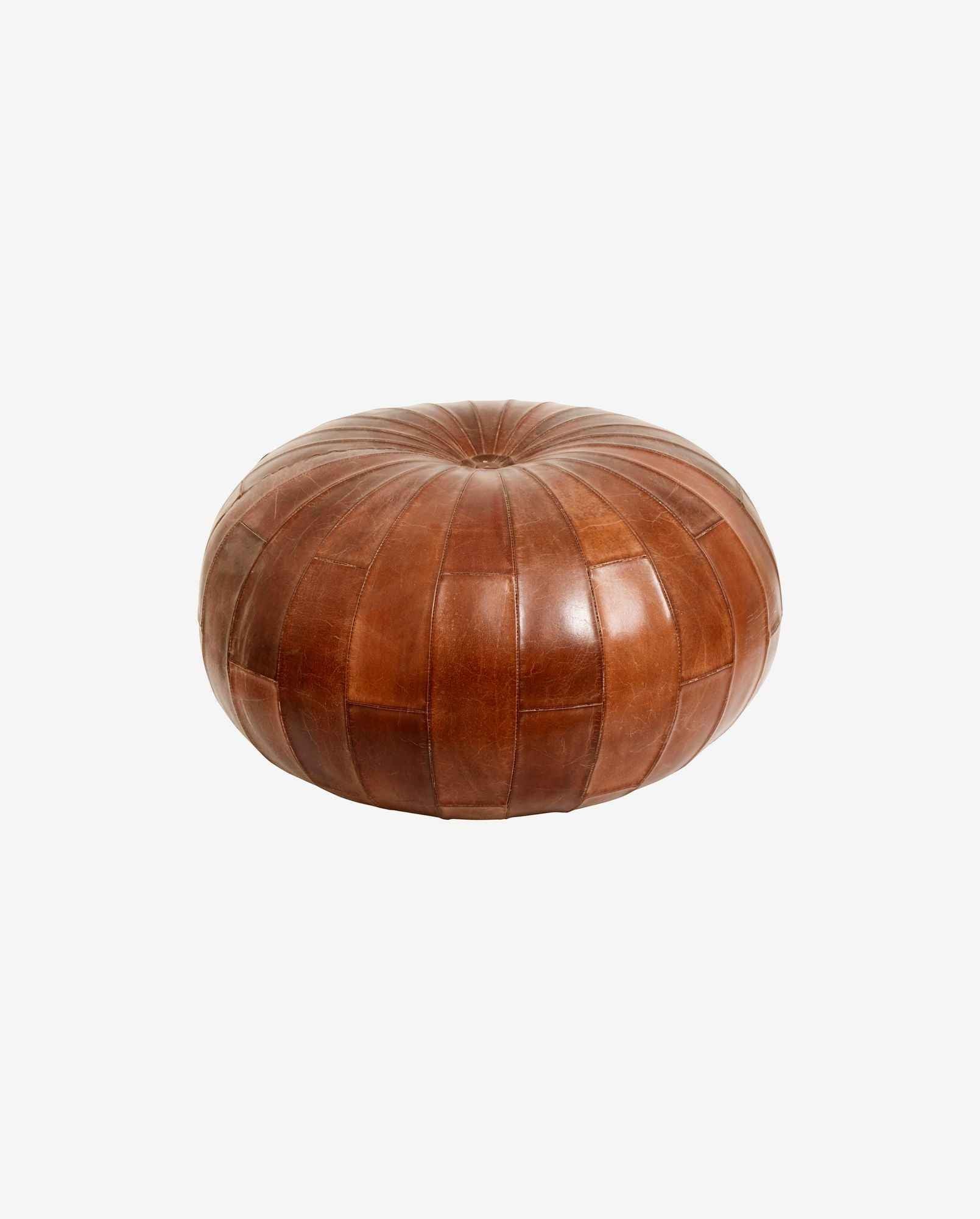 Bambua Rugby pouf rotondo pelle marrone