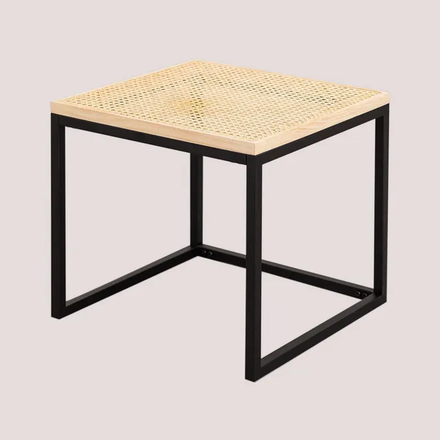 Sklum Daek tavolino rattan e ferro nero 45 cm