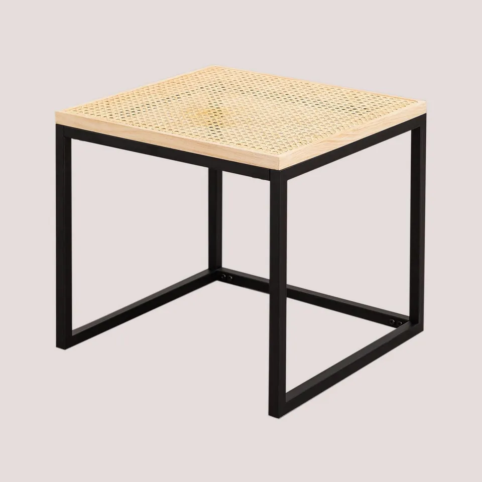 Sklum Daek tavolino rattan e ferro nero 45 cm