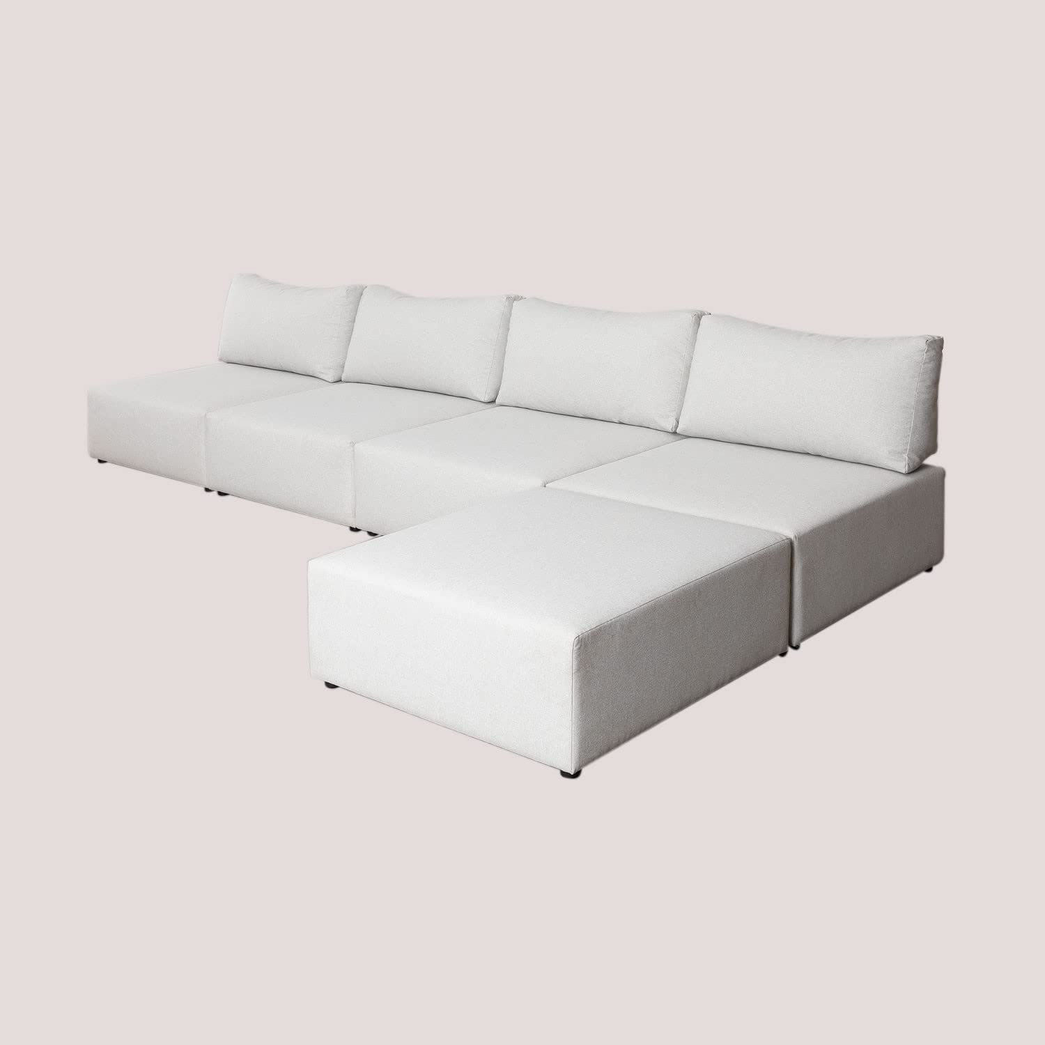 Sklum Kata Divano Componibile 4 Pezzi con Pouf in Tessuto