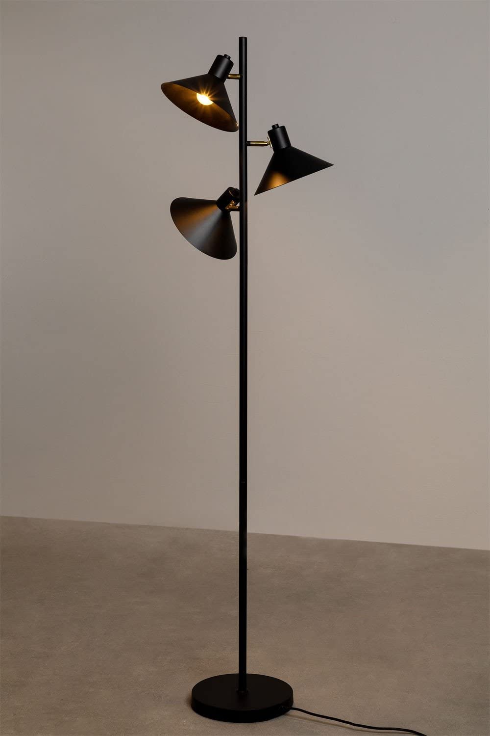 Sklum Maurice piantana ferro nero 160 cm 3 luci