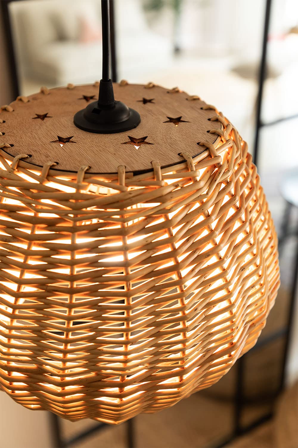 Sklum Yuba lampada a soffitto bambini rattan naturale
