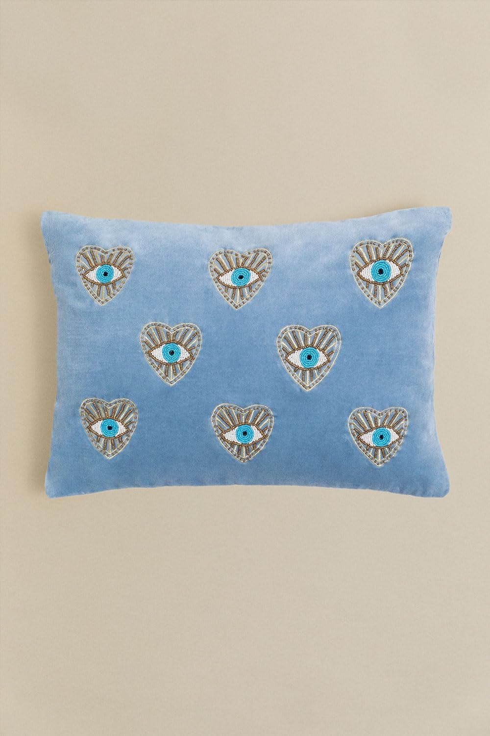 Sklum Denov Cuscino Rettangolare Velluto Blu 35x50 cm