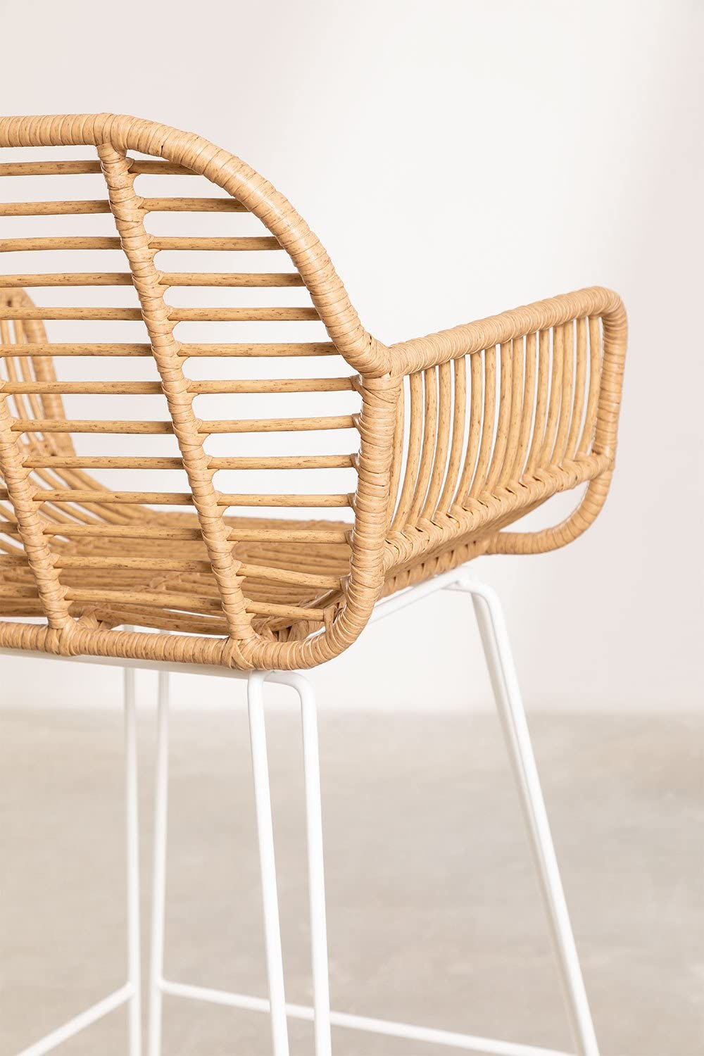 Sklum Eska sgabello alto da giardino bianco 75 cm rattan