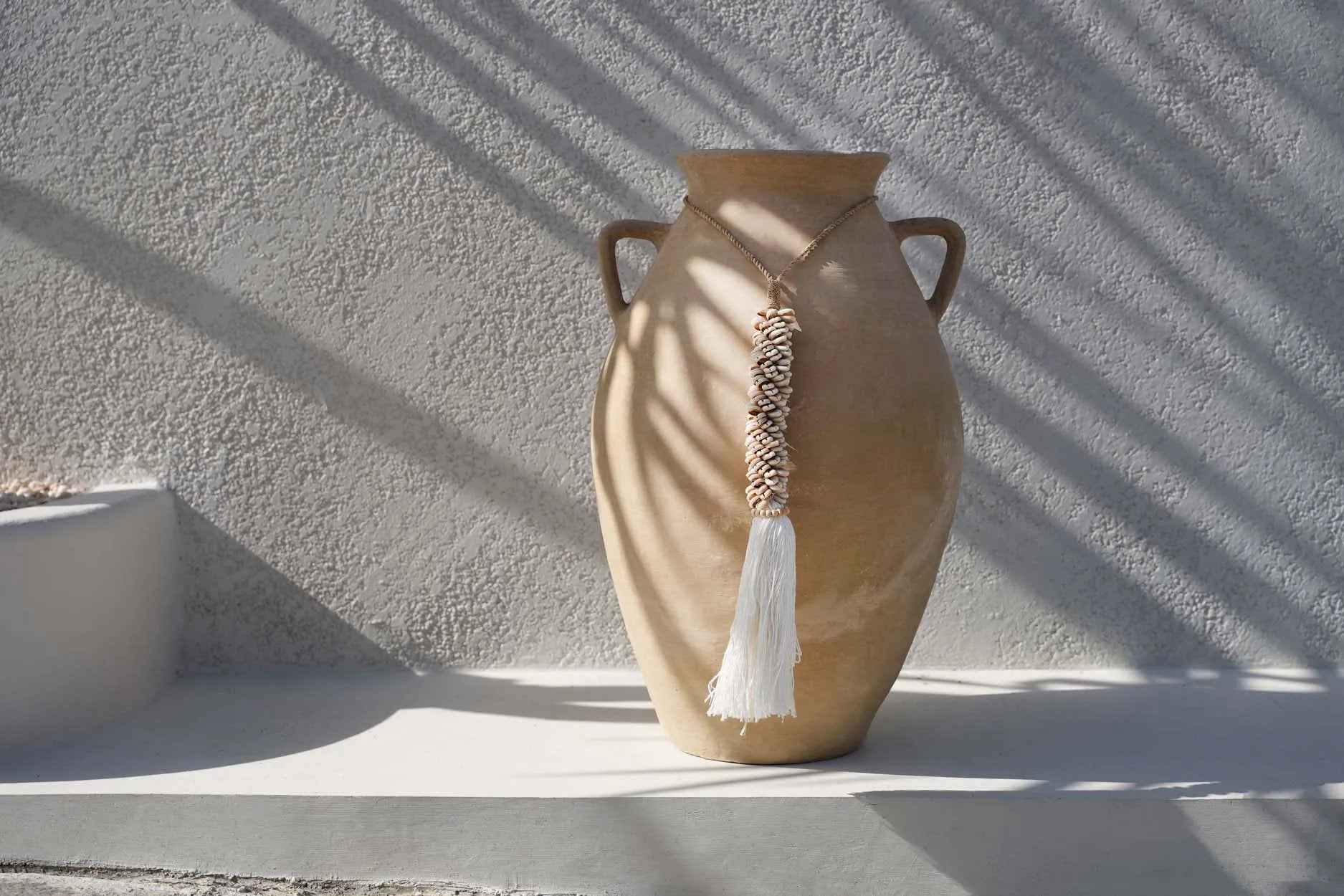 Bambua Cowrie Cotton Tassel nappa conchiglie Natural