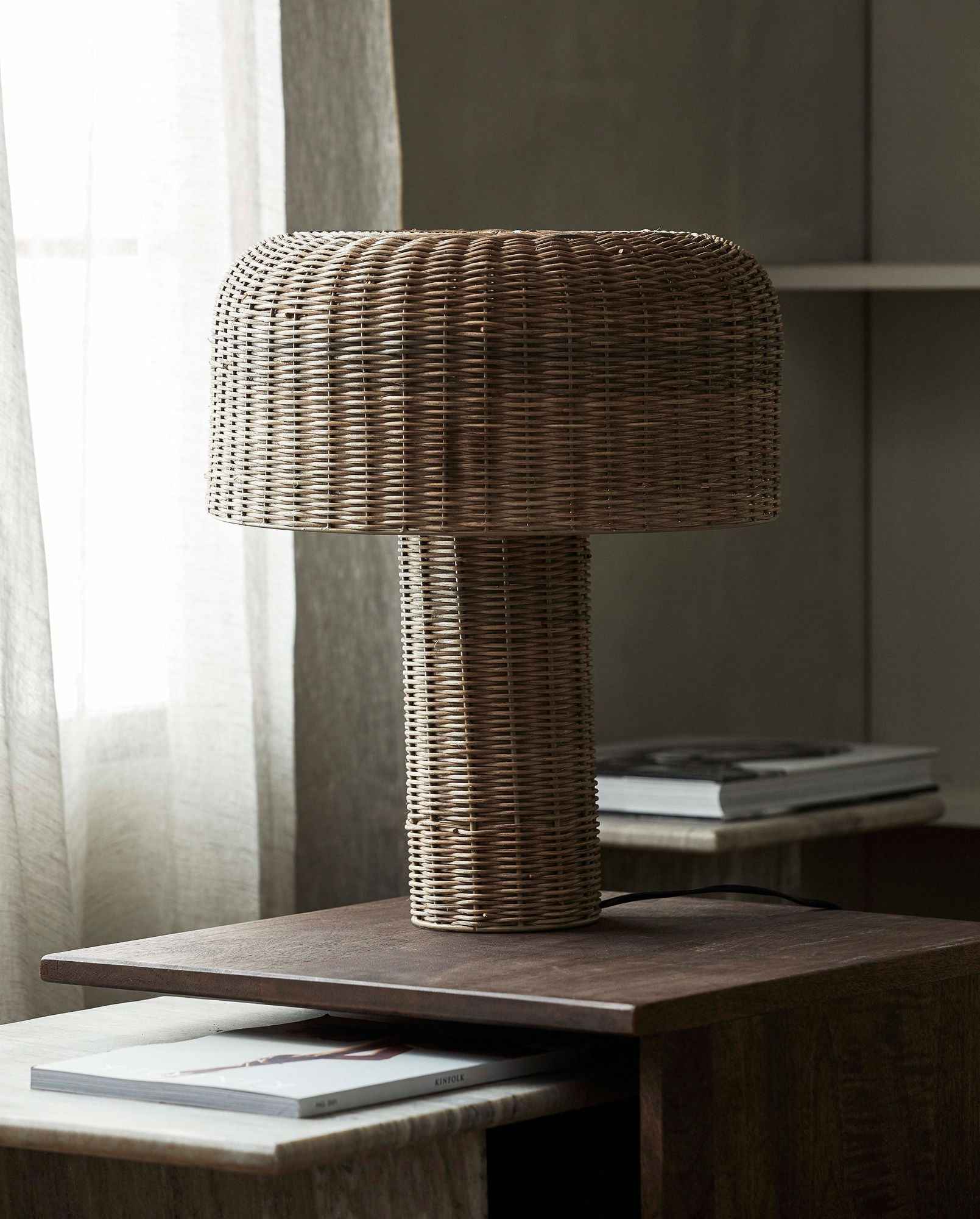 Bambua Atum lampada da tavolo natural rattan