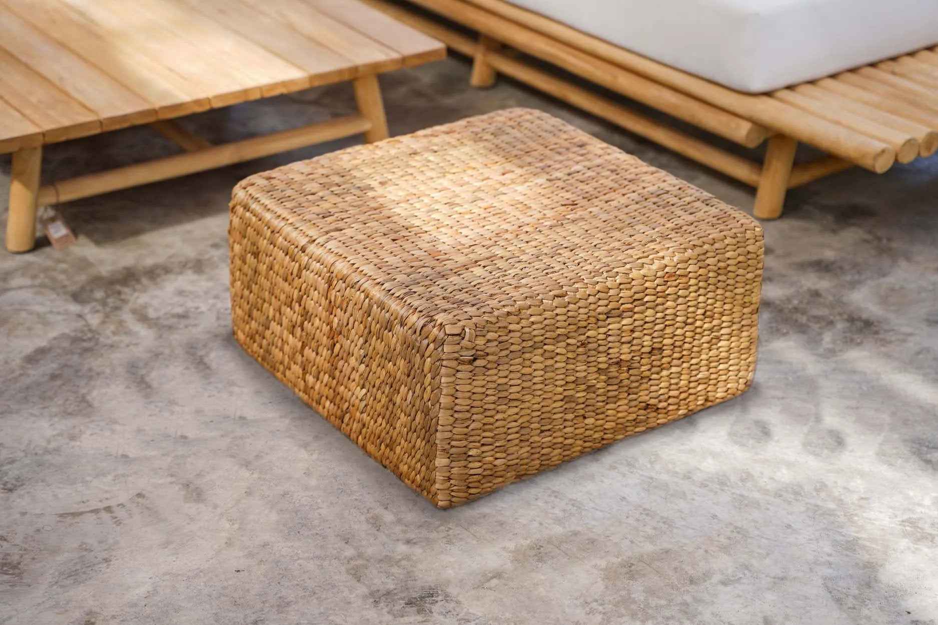 Bambua Hyacinth pouf quadrato naturale M giacinto d’acqua