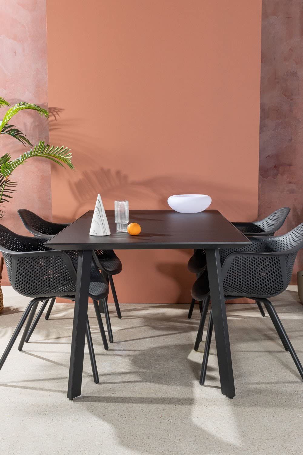 Sklum Adel tavolo pranzo vetro acciaio 160x90 nero