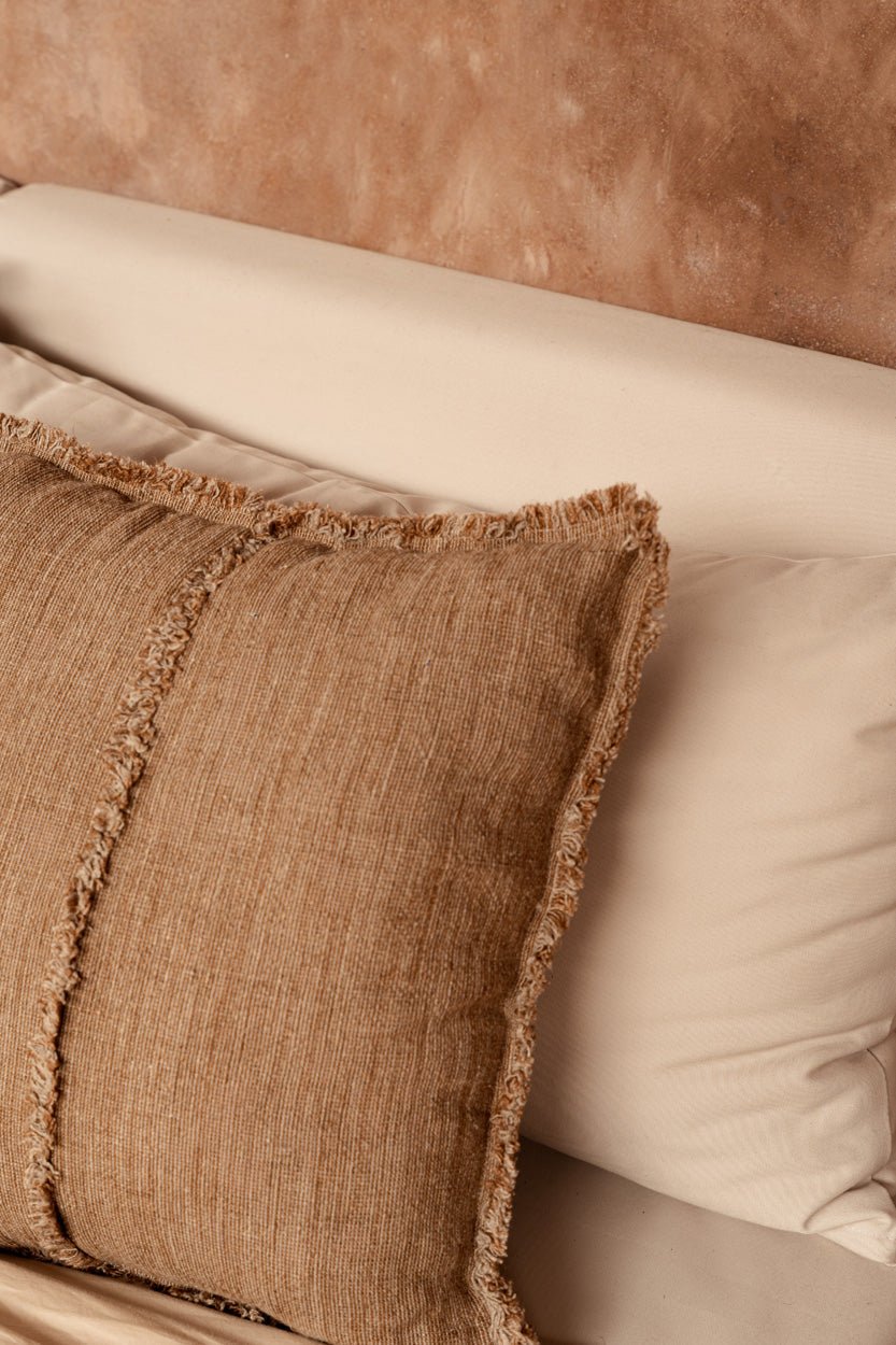 Bambua Sahara federa cuscino lino marrone 50x50