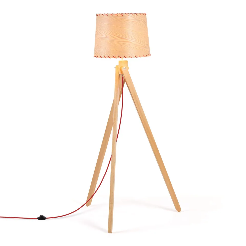 Sklum Foolm lampada da terra marrone treppiede legno