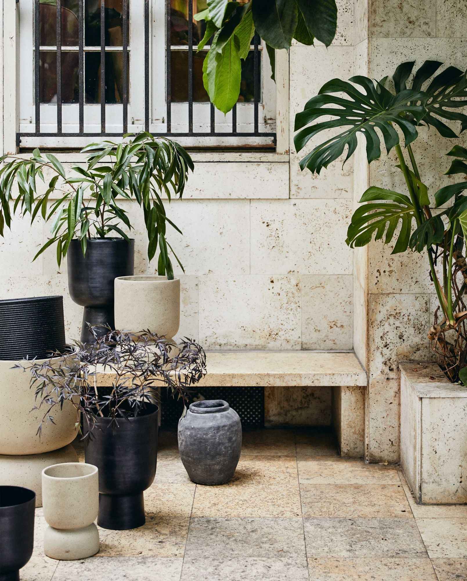 Bambua Galoa M vaso per piante antracite alluminio