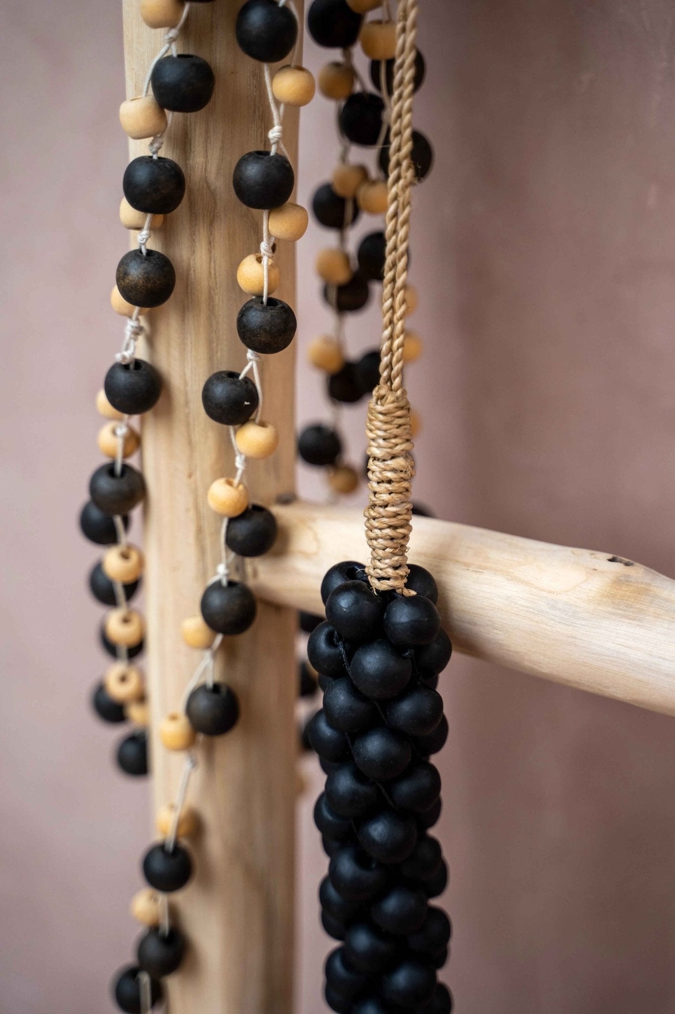 Bambua Wooden Beads nappa nera legno cotone