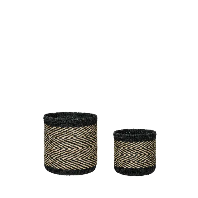 Bambua Criss Cross set 2 cestini abaca nero naturale