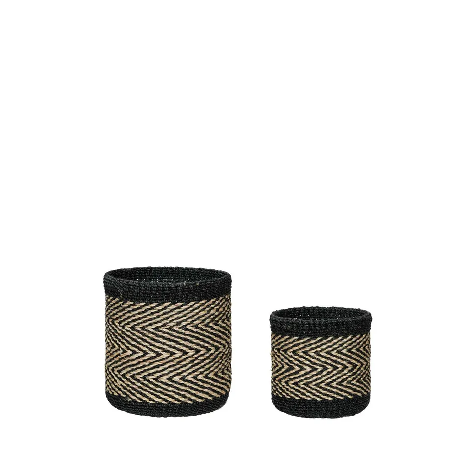 Bambua Criss Cross set 2 cestini abaca nero naturale