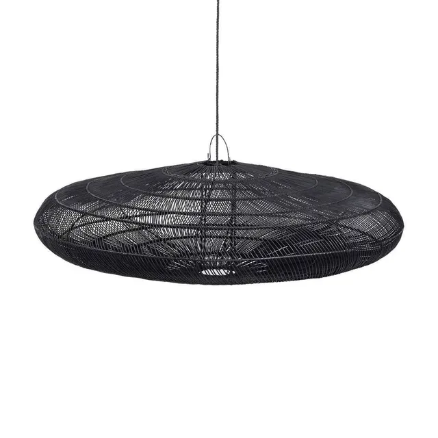Bambua Macaron lampada a sospensione XL nera rattan