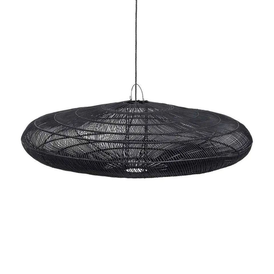 Bambua Macaron lampada a sospensione XL nera rattan
