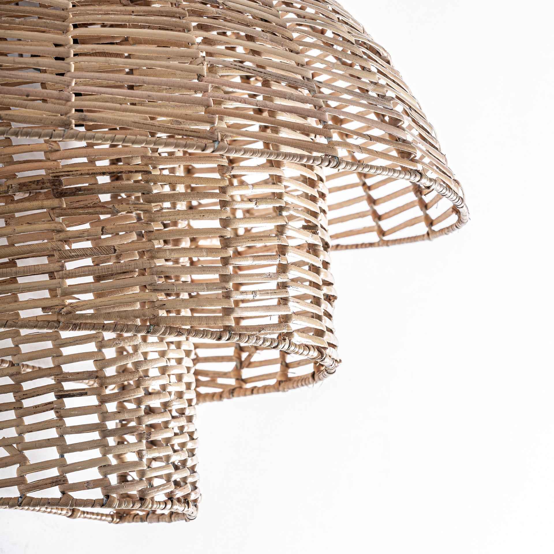 Bambua Plissé applique da parete rattan doppia luce