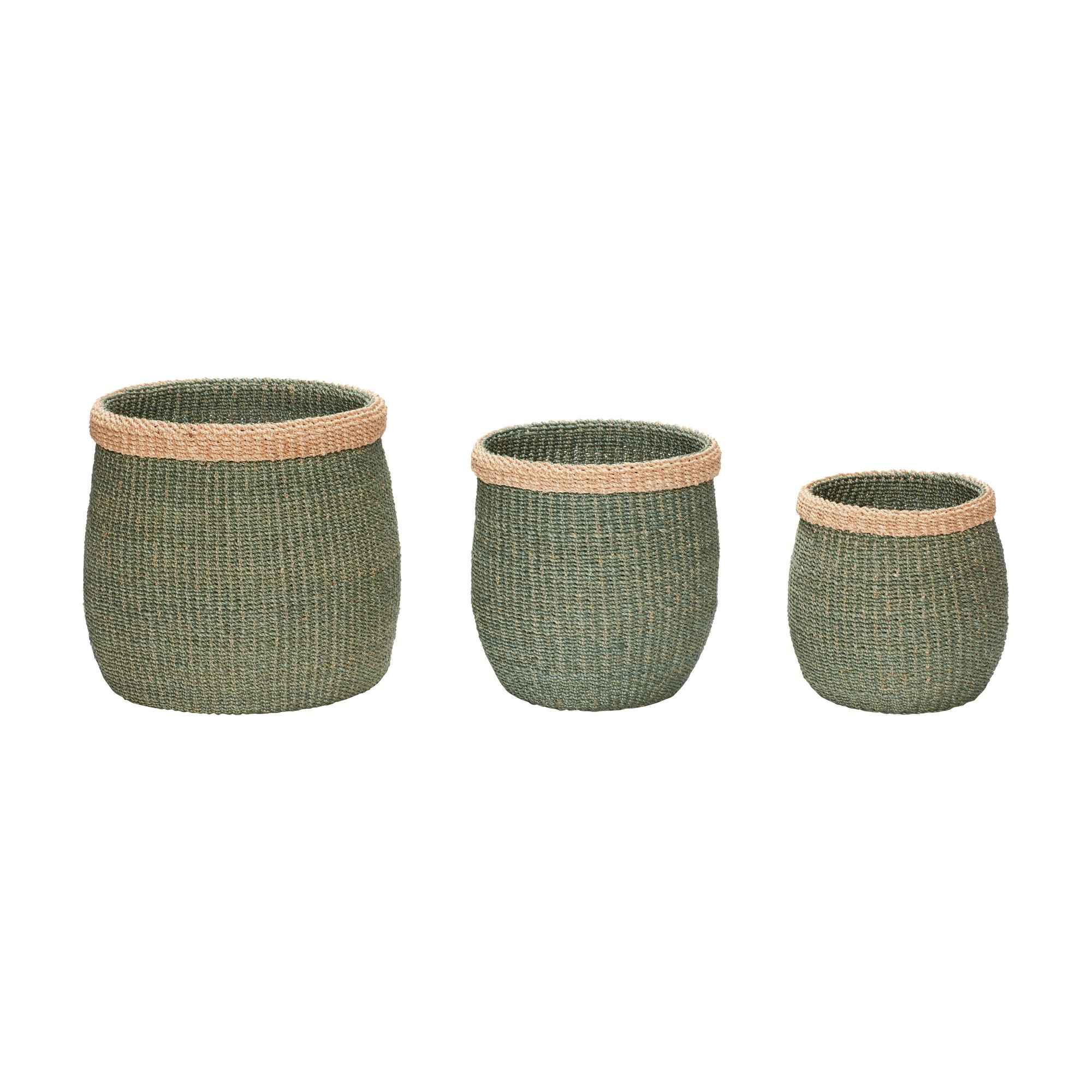Bambua Moss cesti verde naturale set 3 pezzi in abaca