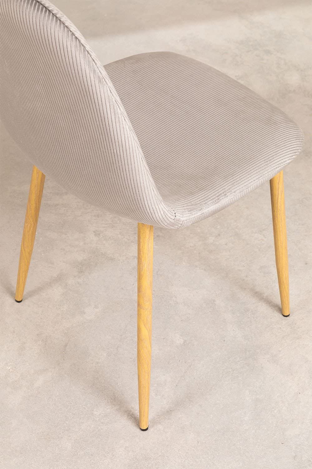 Sklum Glamm Sedia Set 4 Velluto a Coste Legno Naturale