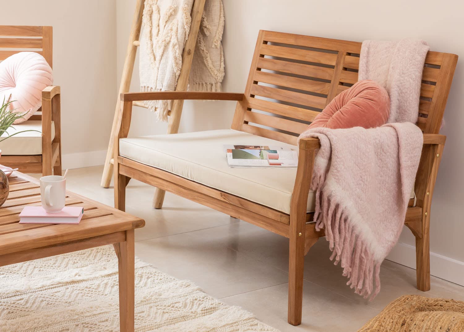 Sklum Adira divano 2 posti in teak 128 cm