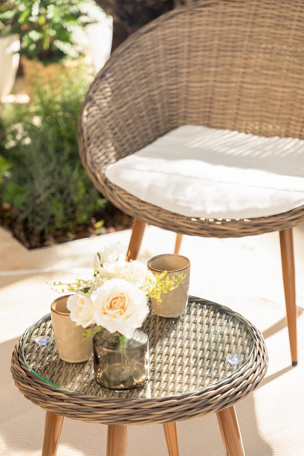Sklum Ketai set giardino rattan marrone scuro 3 pezzi