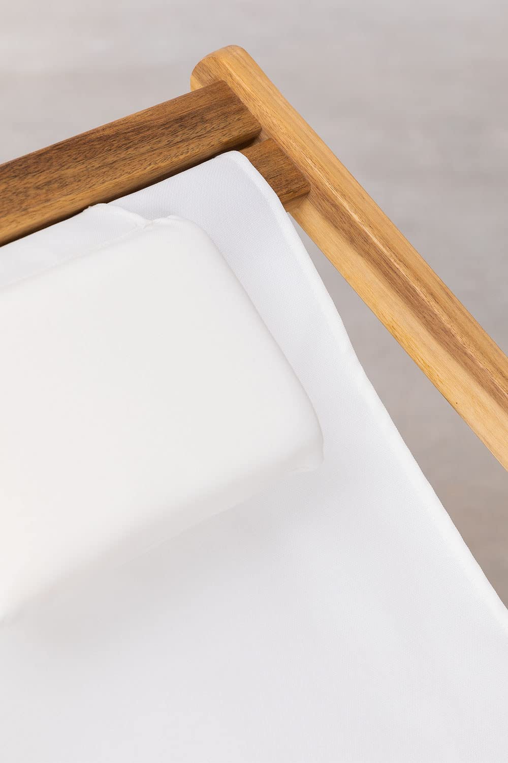 Sklum Kardis Sdraio Pieghevole Legno Bianco Antico con Cuscino