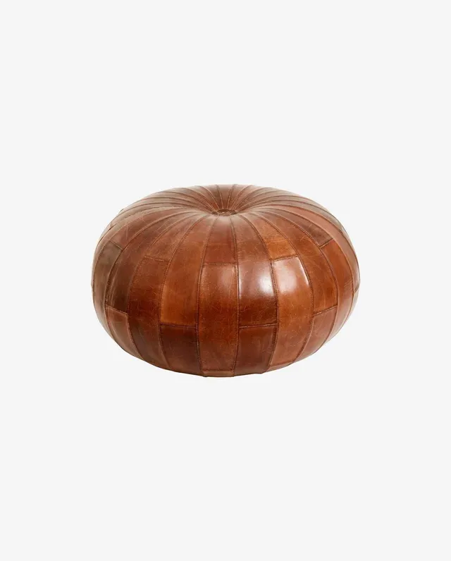 Bambua Rugby pouf rotondo pelle marrone