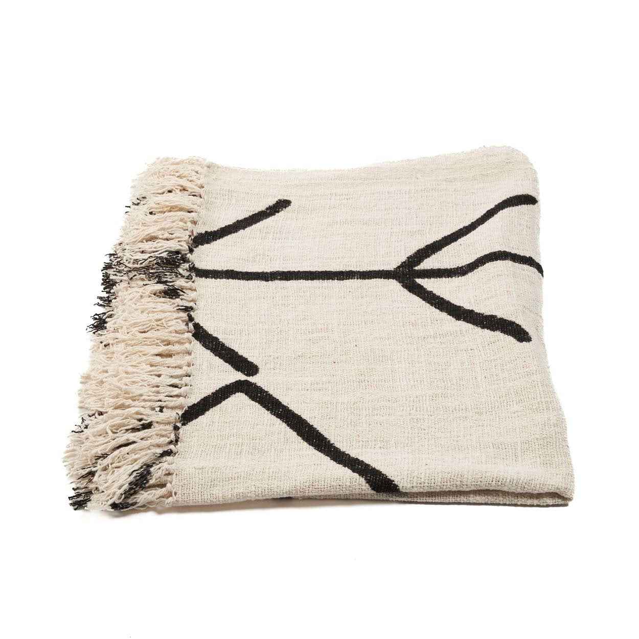 Bambua Evil Eye plaid cotone nero naturale letto