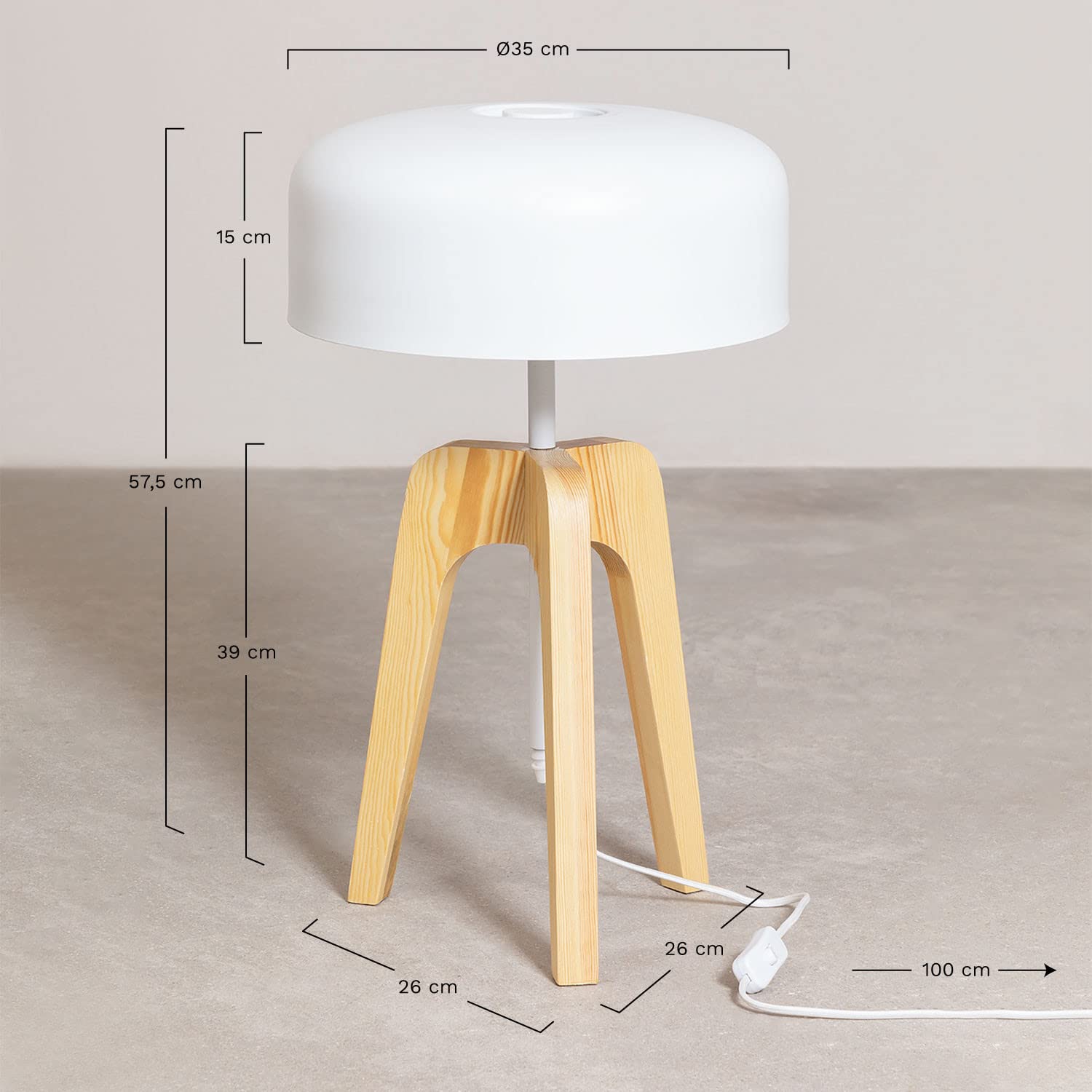 Sklum Kuta Lampada da Tavolo a Treppiede Legno Acciaio