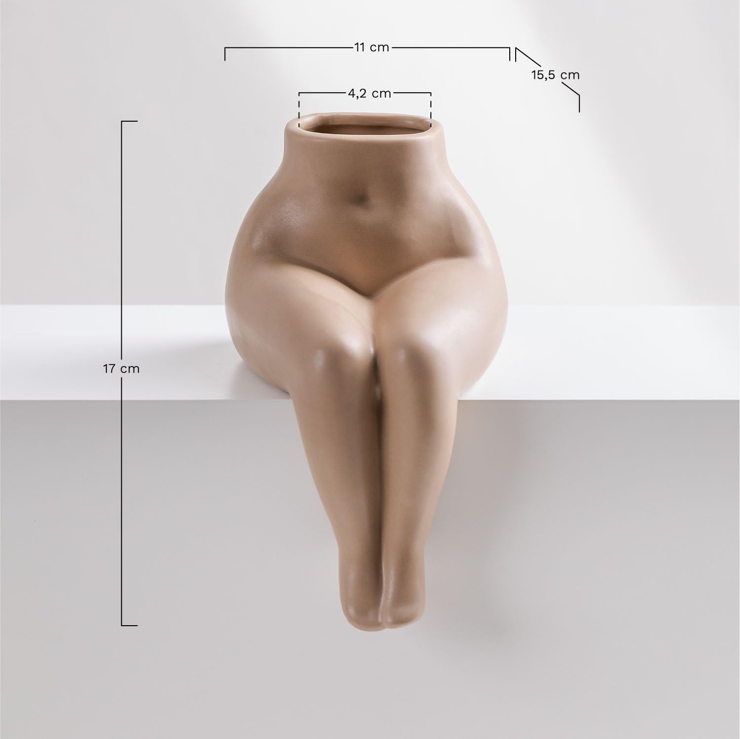 Sklum Irenka Vaso in Ceramica Marrone Nocciola Decorativo