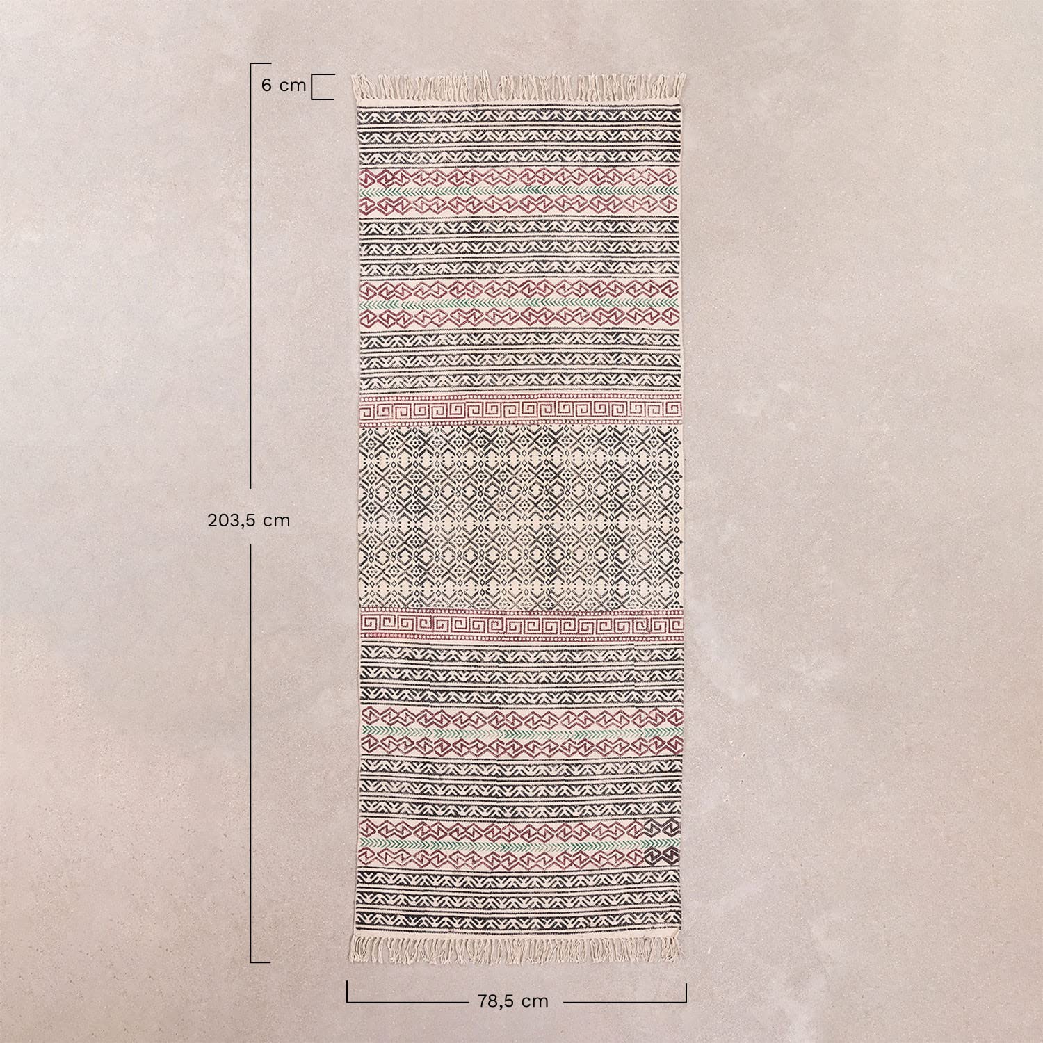 Sklum Sousa tappeto 203,5x78,5 cm multicolor in cotone