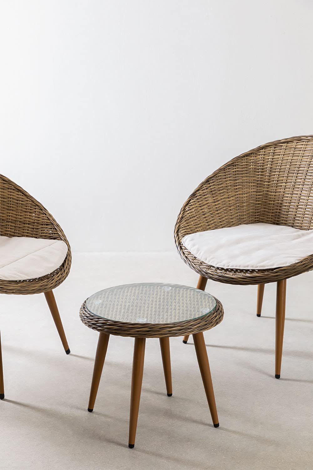 Sklum Ketai set giardino rattan marrone scuro 3 pezzi