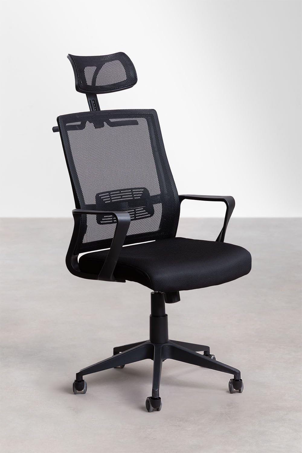 Sklum Teill Black Sedia Ufficio con Ruote Poggiatesta