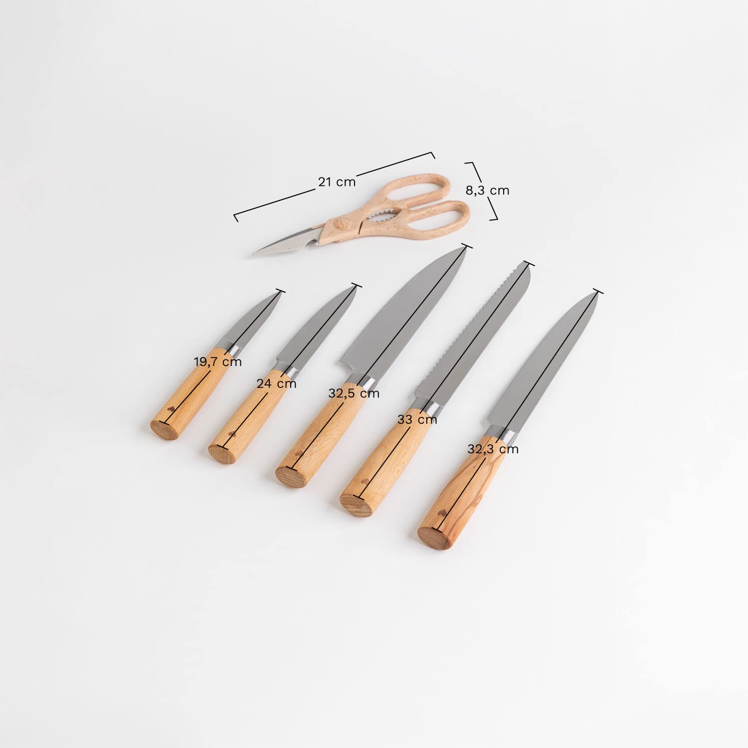 Sklum Bloc set coltelli cucina 6 pezzi nero manici faggio