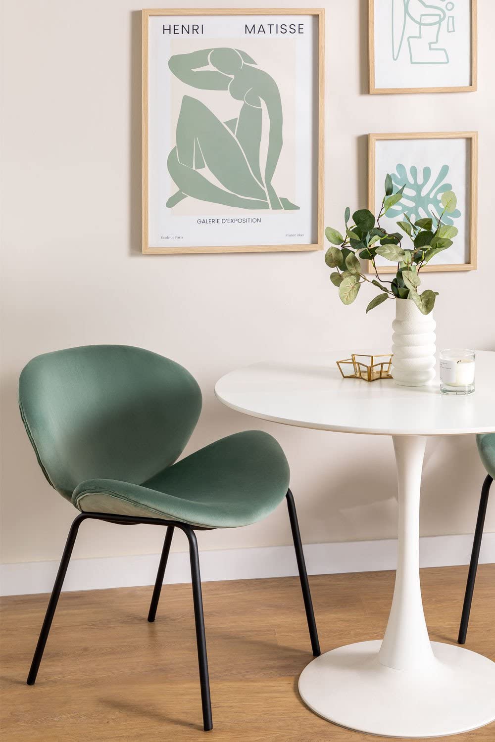 Sklum Fior sedia da pranzo velluto verde abete gambe metallo