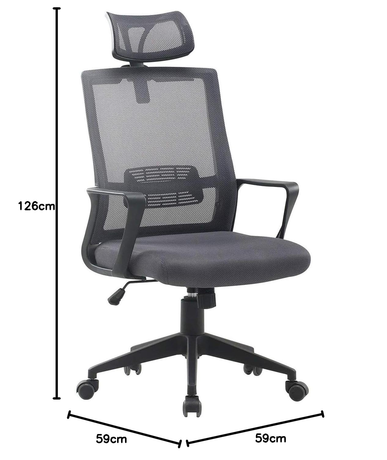 Sklum Teill Black Sedia Ufficio con Ruote Poggiatesta