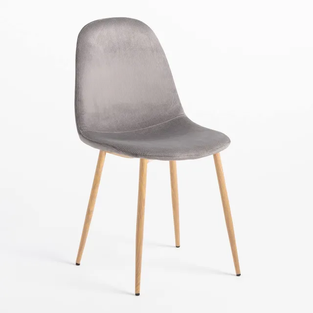 Sklum Glamm Sedia Set 4 Velluto a Coste Legno Naturale