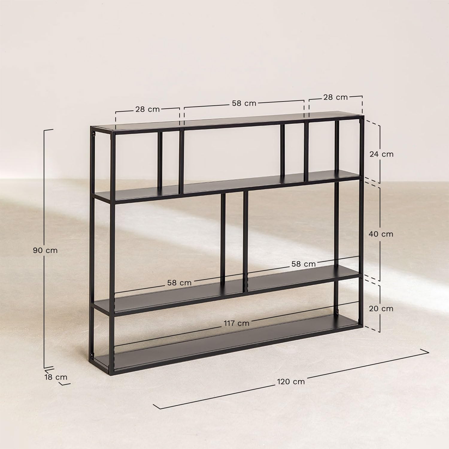 Sklum Thura Scaffale a Parete 120 cm in Metallo