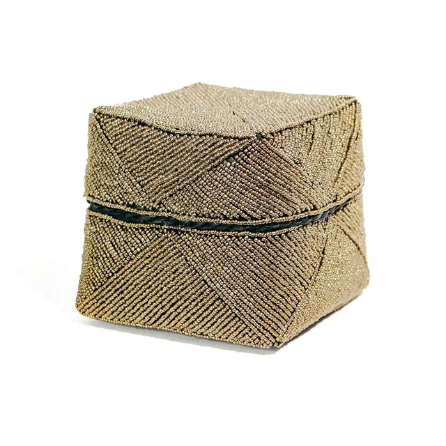 Bambua Beaded Basket L cestino oro decorativo