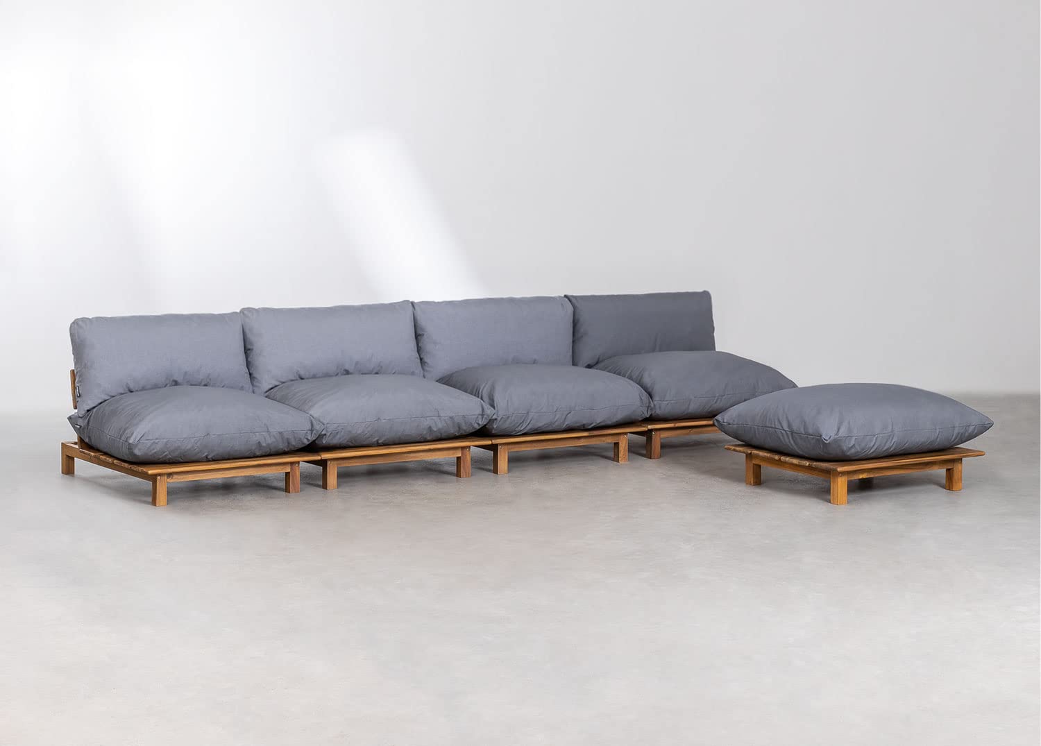 Sklum Brina divano modulare 4 pezzi con pouf acacia