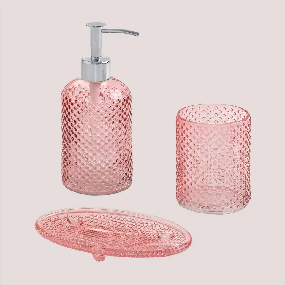 Sklum Yerlic set bagno vetro 3 pezzi acciaio inox