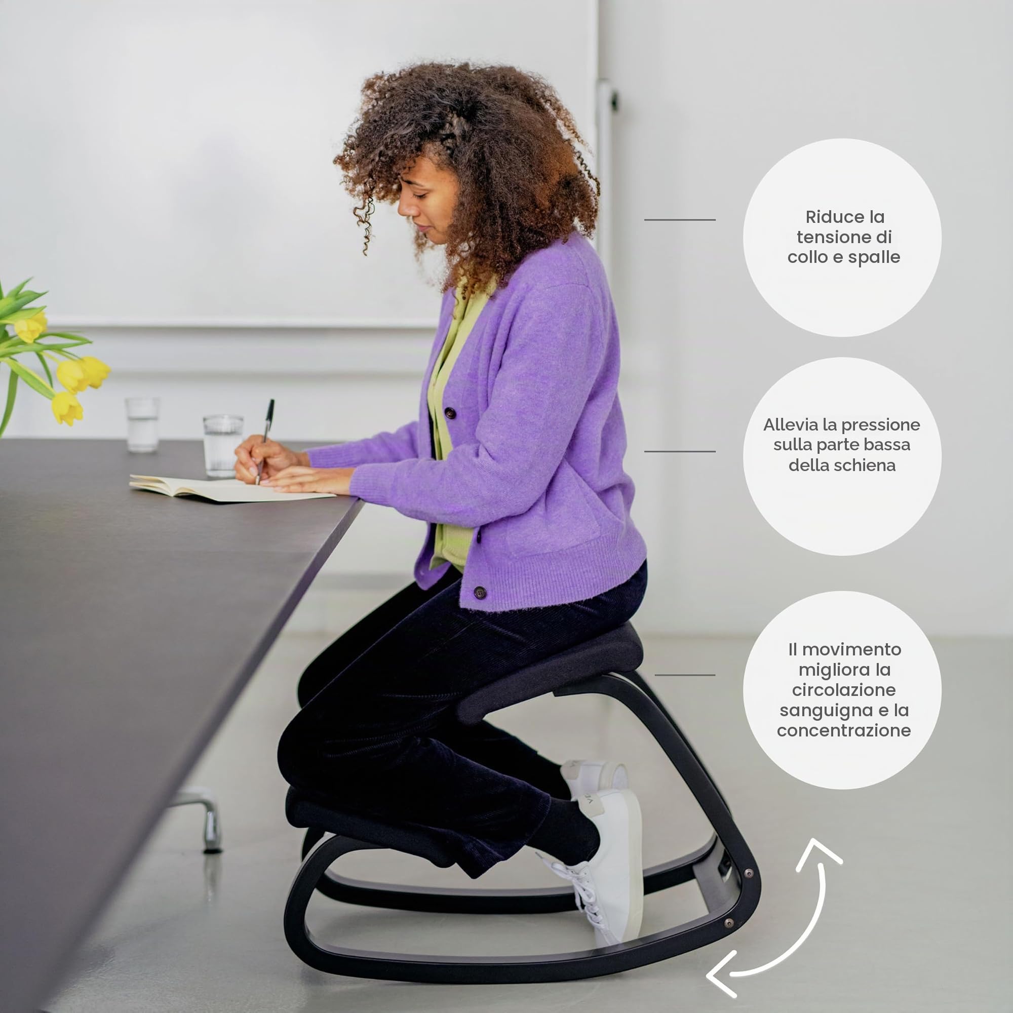 Varier Variable sedia ergonomica inginocchiata nera