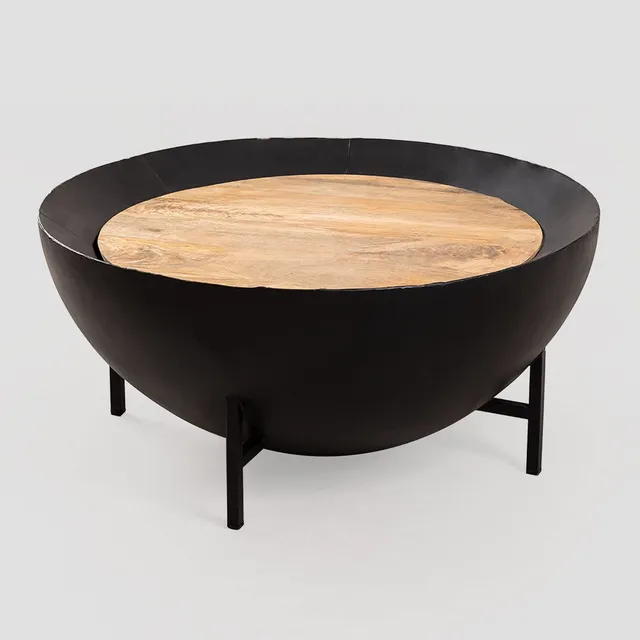 Sklum Curtis Tavolino Rotondo Ø90 cm in Mango Nero