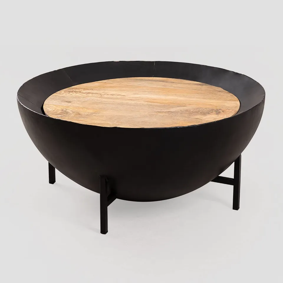 Sklum Curtis Tavolino Rotondo Ø90 cm in Mango Nero