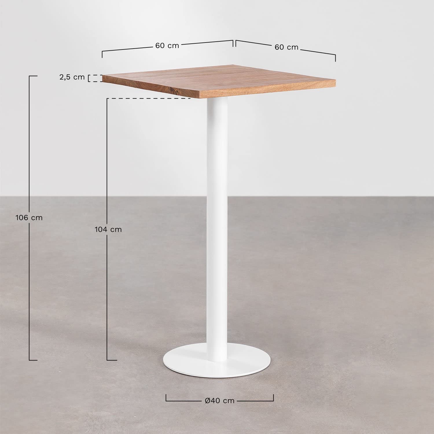 Sklum Macchiato Tavolo Alto Quadrato 60 cm Acacia